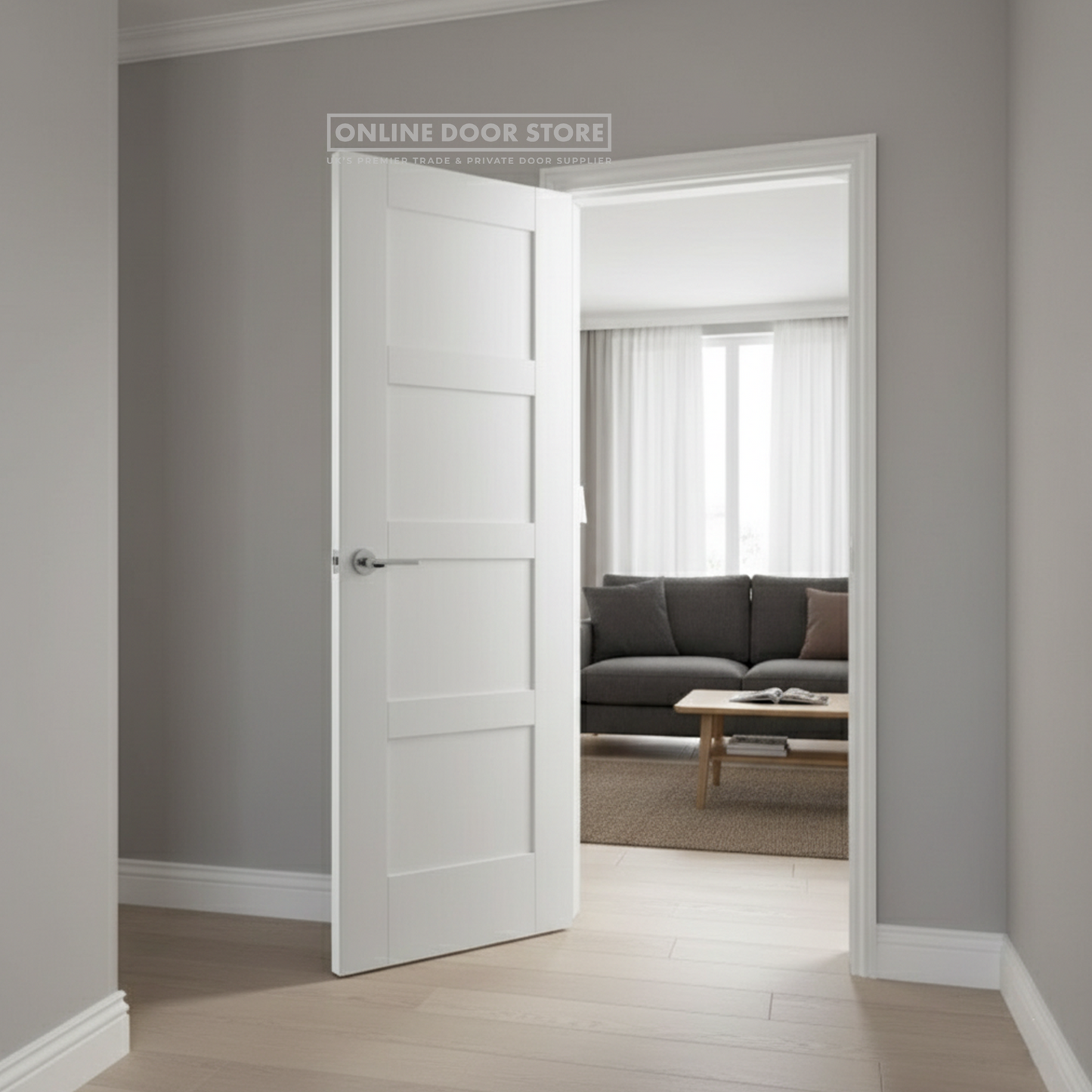 XL Joinery Shaker 4 Panel White Primed Internal Door