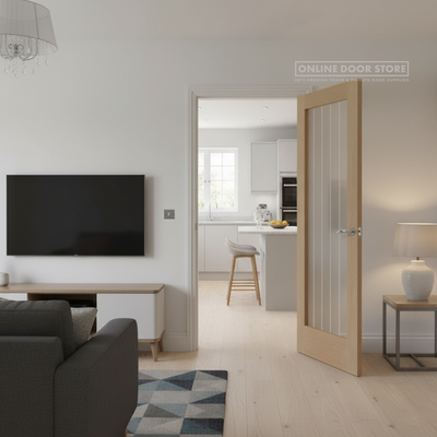 XL Joinery Suffolk 1 Light Oak Etched Internal Glazed Door