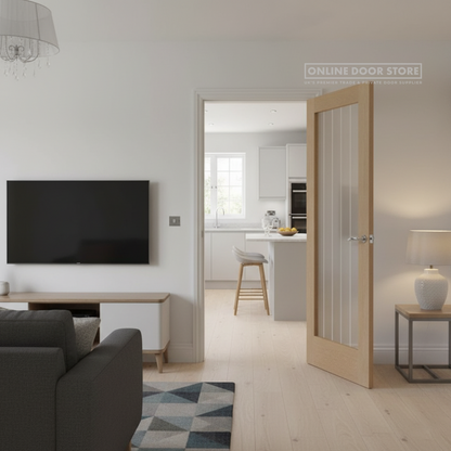 XL Joinery Suffolk 1 Light Oak Etched Internal Glazed Door