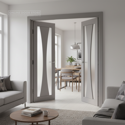 XL Joinery Verona Light Grey Internal Clear Glazed Door Pair