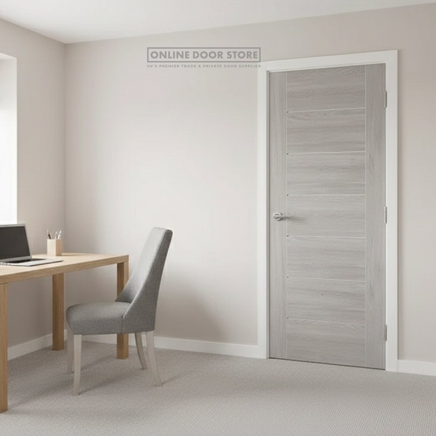 XL Joinery White Grey Laminate Palermo Internal FD30 Fire Door