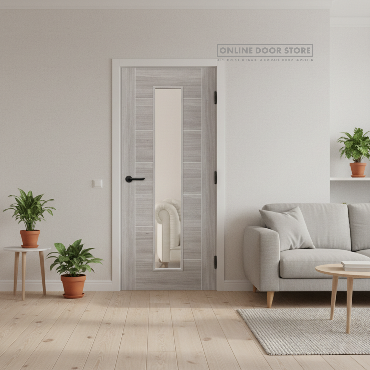 XL Joinery White Grey Laminate Palermo Internal Glazed Door