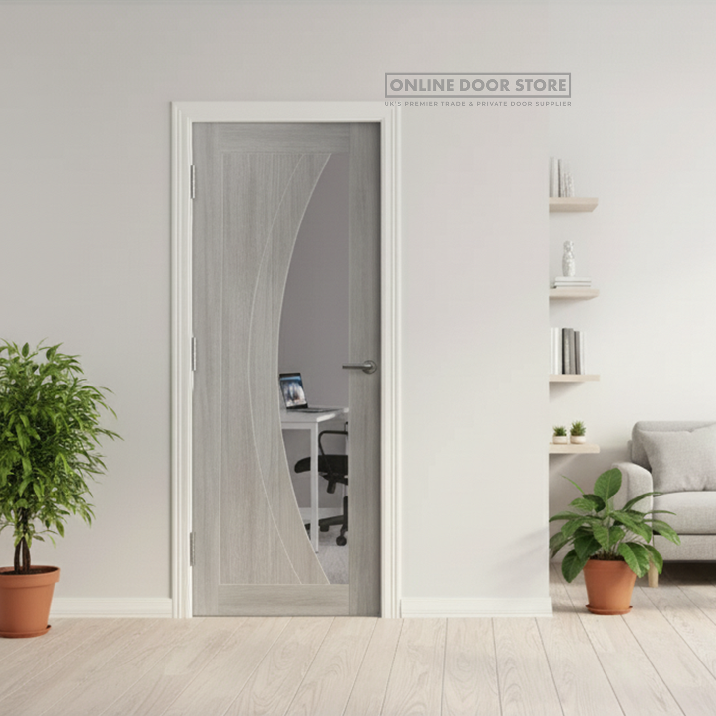 XL Joinery White Grey Laminate Salerno Internal Glazed Door
