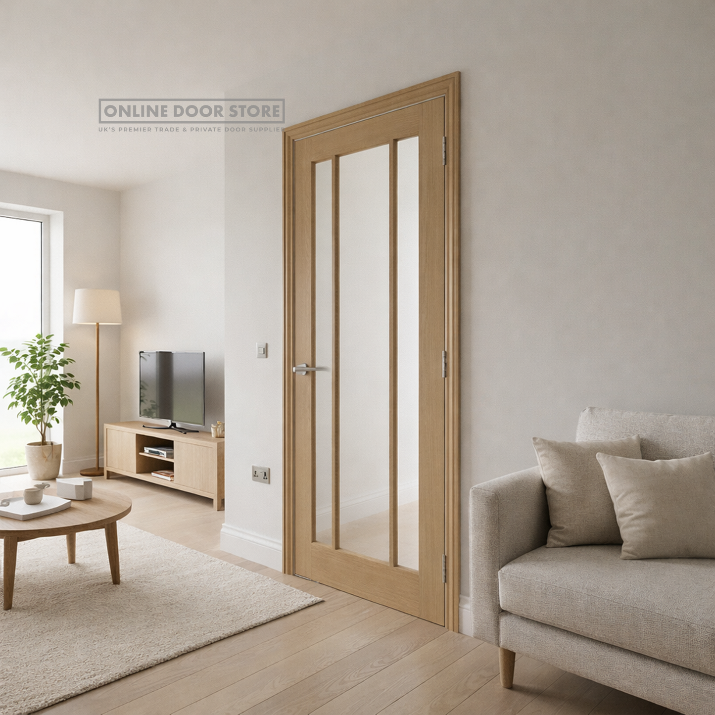 XL Joinery Worcester Pre-Finished Oak Clear Internal Glazed Door