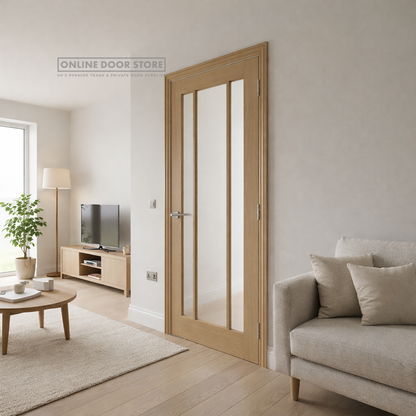 XL Joinery Worcester Pre-Finished Oak Clear Internal Glazed Door
